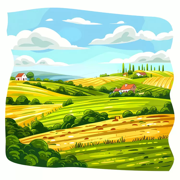 Countryside fields green meadows rural landscape country scene