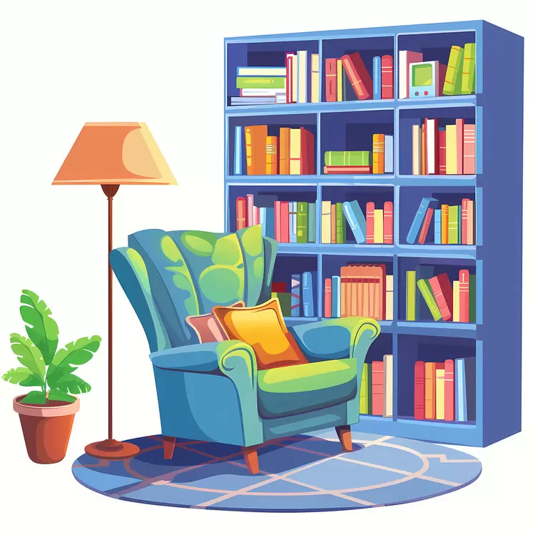 books bookcase library reading couch