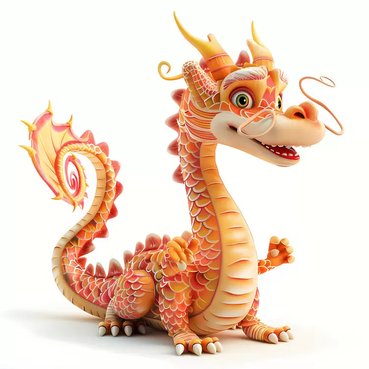 yellow dragon 3D animation art