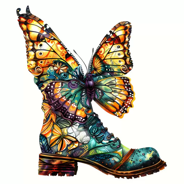 colorful boots intricate butterfly