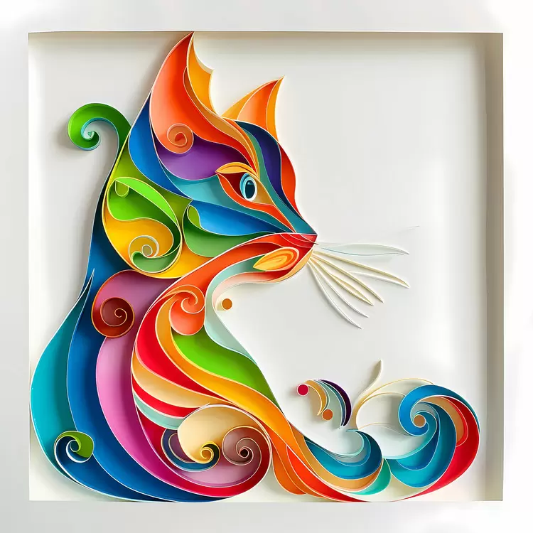 folded paper artistic abstract paper cut out cat