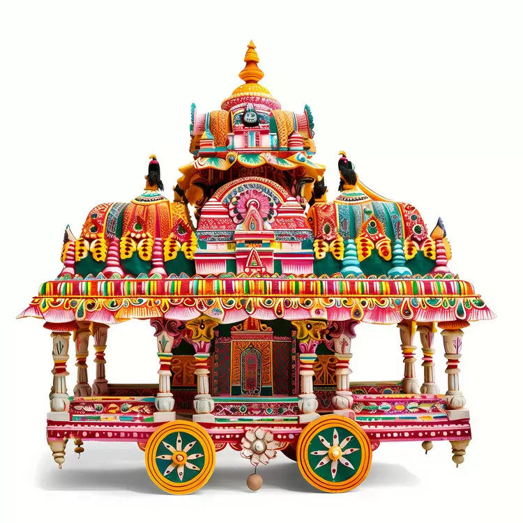 elaborate carving decorative Rath Yatra painted colorful