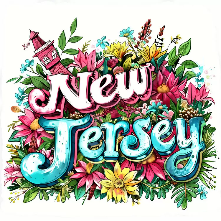 hand painted letterpress watercolor New Jersey artwork