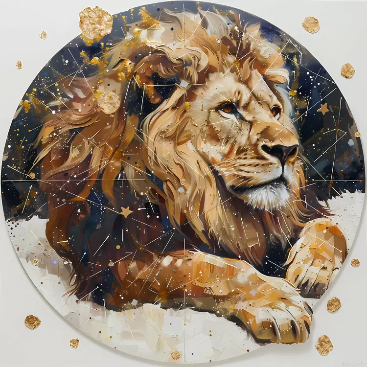 Lion golden fur wild animal sitting position