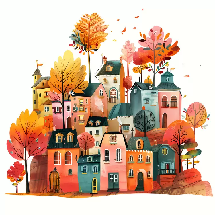 CITY SCENE WOODLAND SCENE FALL FOREST FALL TREES FALL HILLS