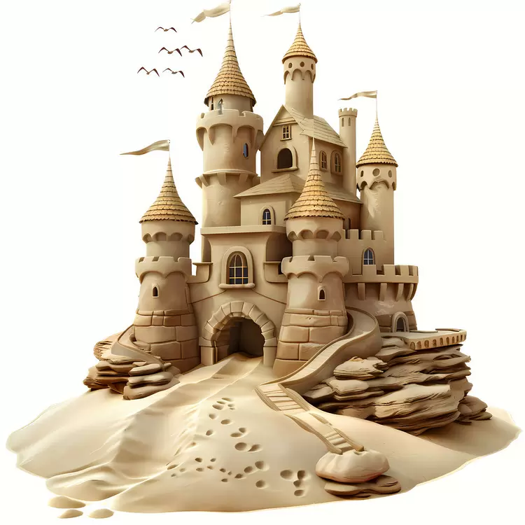 seaside sandcastle waves seashells sand castle