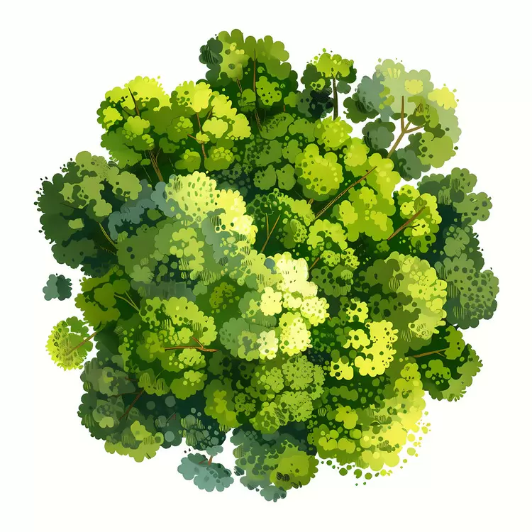 colorful landscape tree top view green foliage