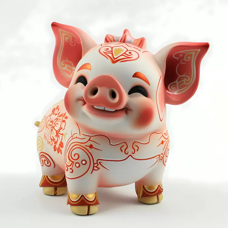 White Cartoonish Chinese Zodiacs Flowery Animated