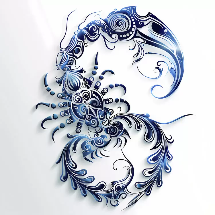 ornate floral tattoo artistic blue