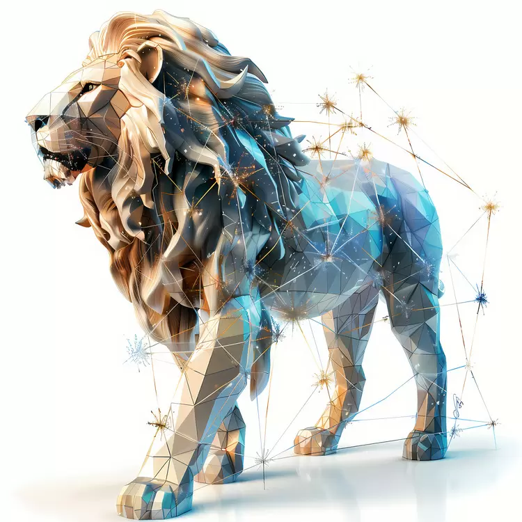 Leo geometric stylized lion with halo animal
