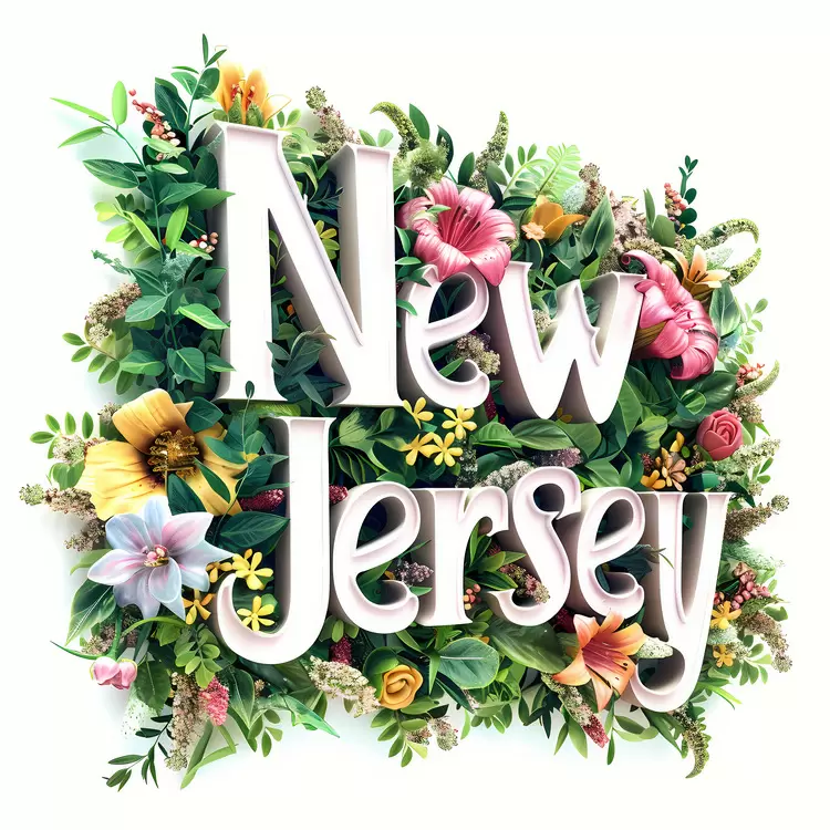 Floral wreath Purple New Jersey Blue State name