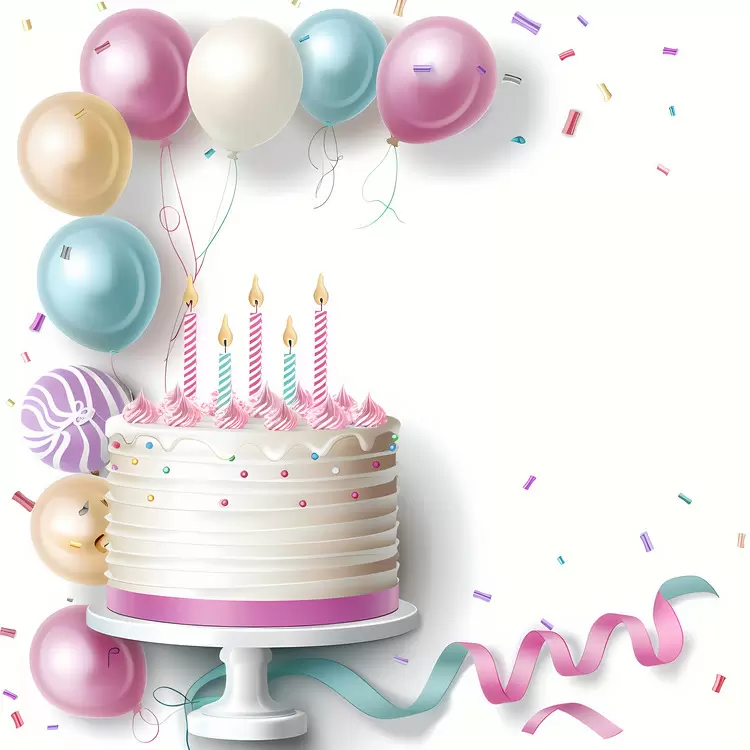 invitation candles celebration streamer balloons