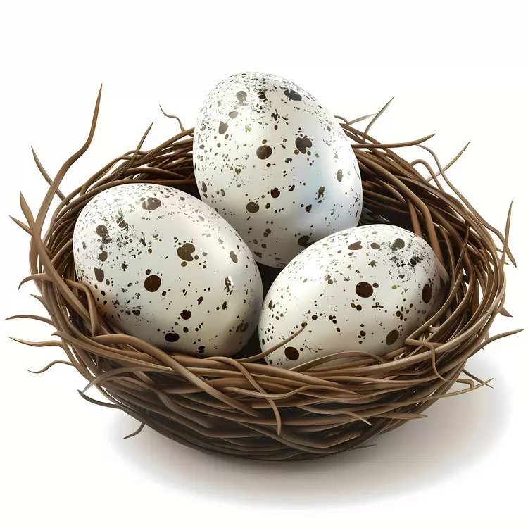 Nest on white background Nest with eggs Brown eggs in a nest Eggs in the nest