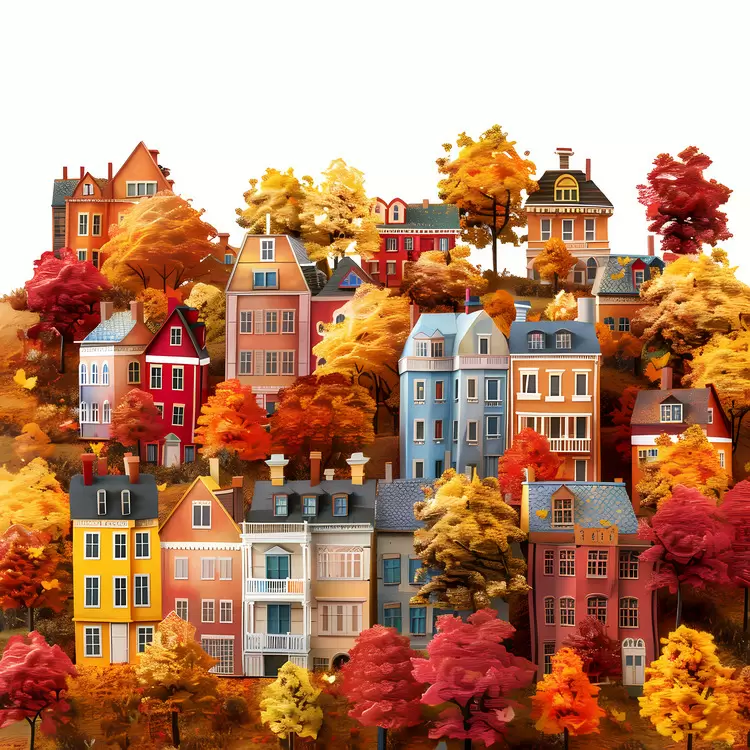 city skyline urban colorful autumn colors