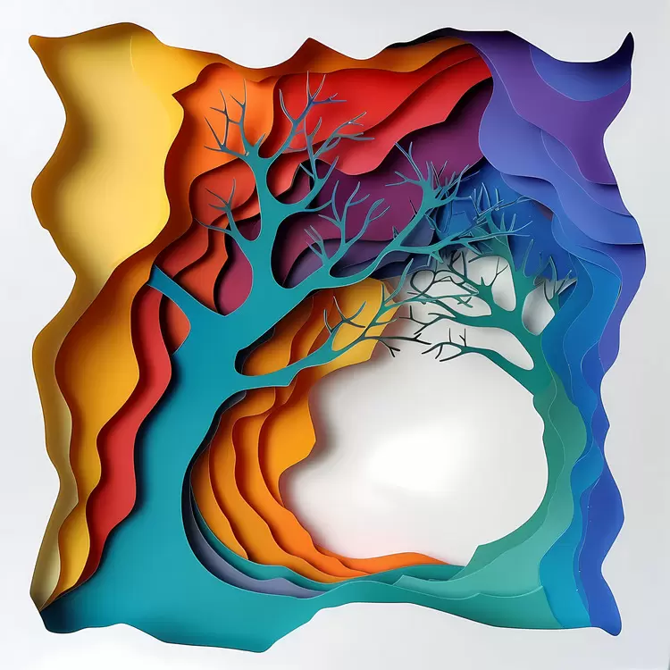 paper cut foliage colorful shapes paper art sunlight