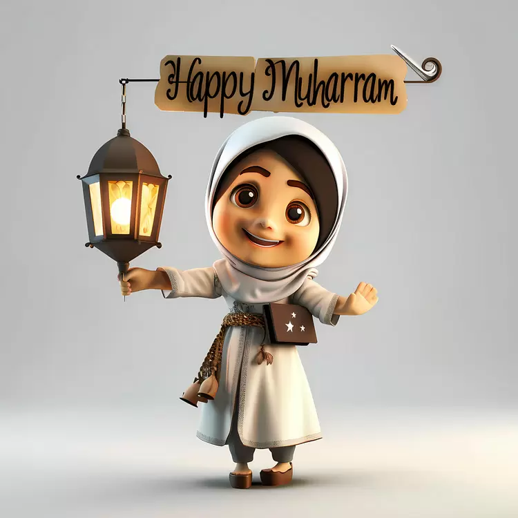 light and darkness holding lantern religious Happy Muharram celebration