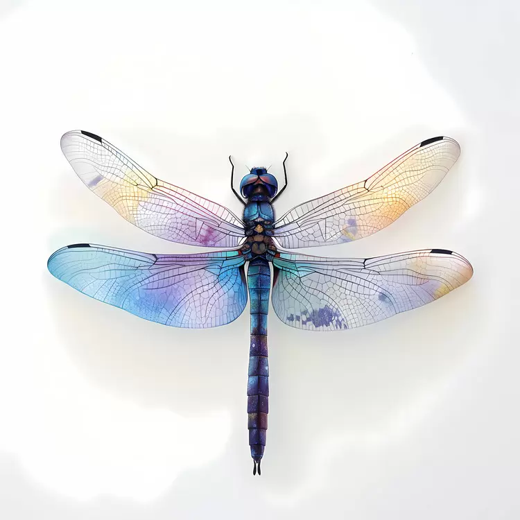 White background Metallic green legs Dragonfly Artistic design Colors