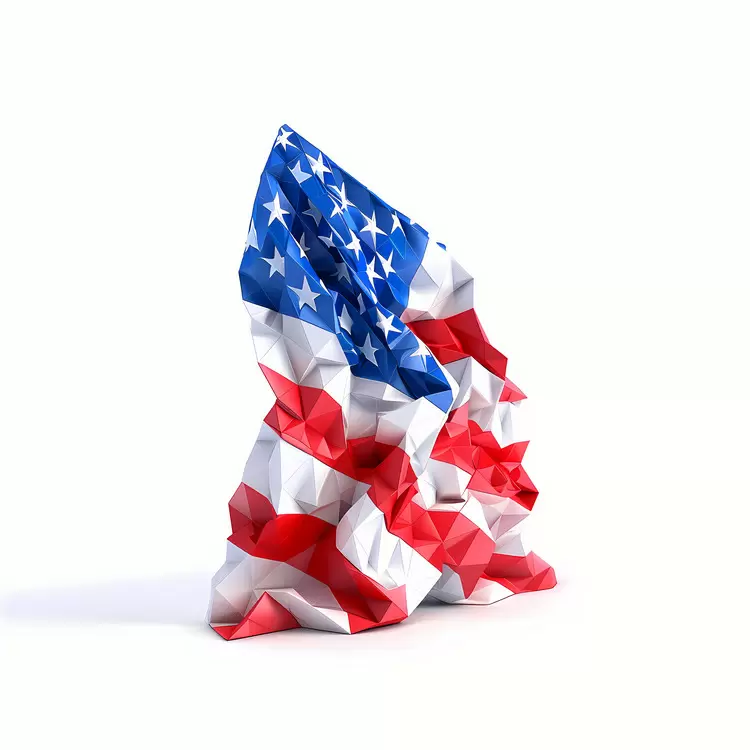 Decimated Collapsed Unfurled 4th Of July Patriotic