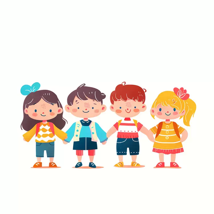 Hand Holding Friends Childrens Day Toddlers Group Portrait