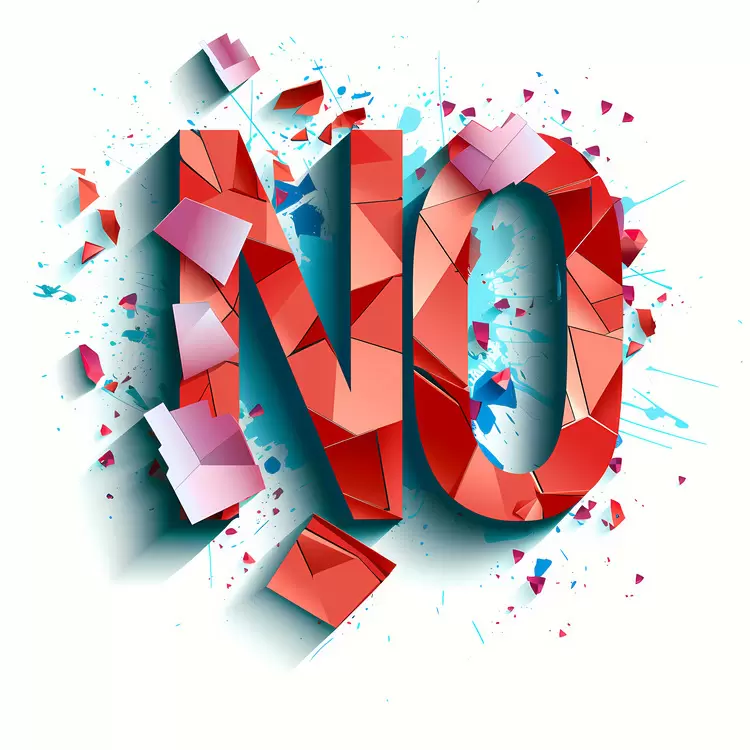 NO sign Shattered Destroyed Red and blue Fragment