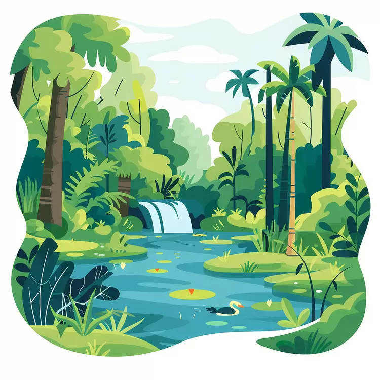 forest river trees tropical swamp jungle