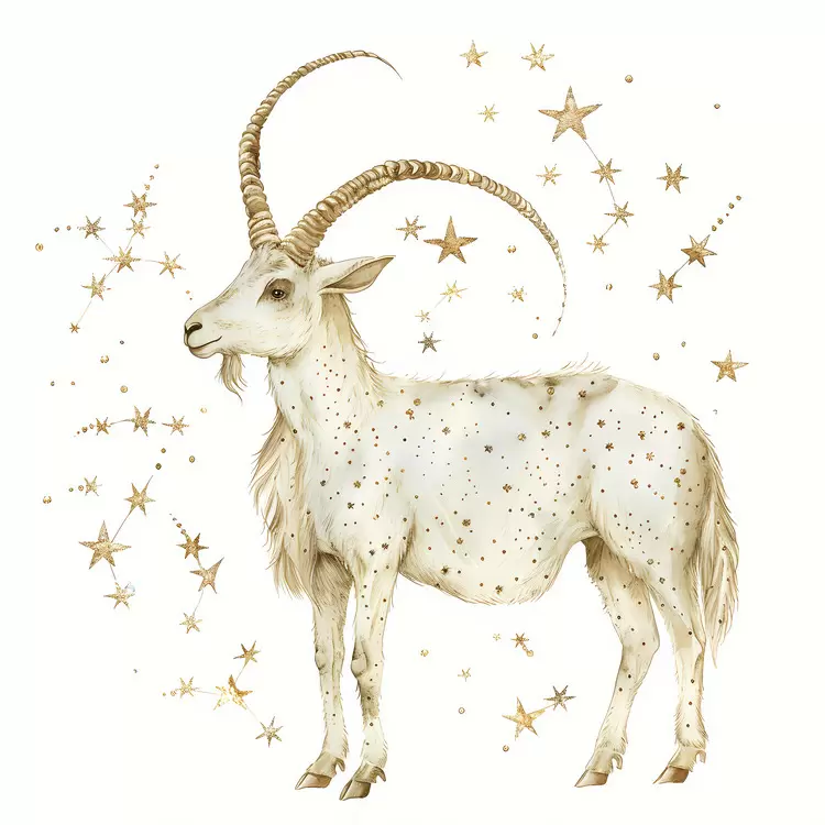 gold animal art white goat