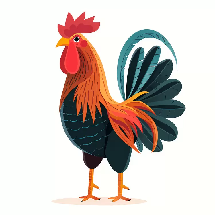 black and orange bird rooster colorful