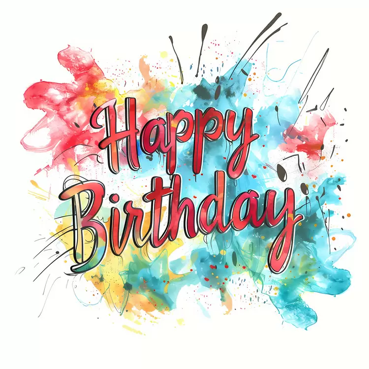 festive party Happy Birthday paint spray paint splatter