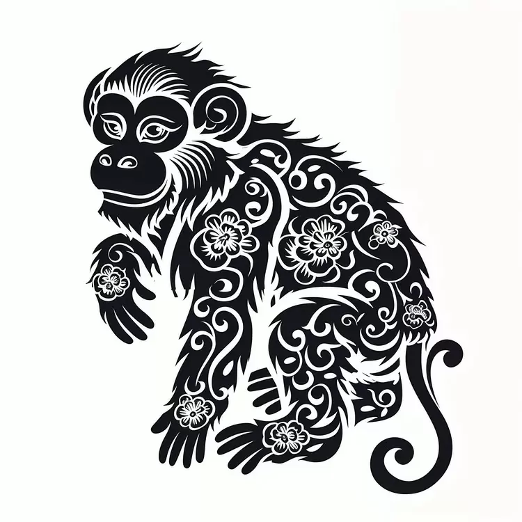 stylized Chinese Zodiacs minimalist abstract black and white