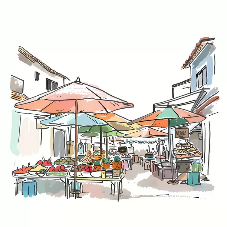 market local products fresh produce bustling lively