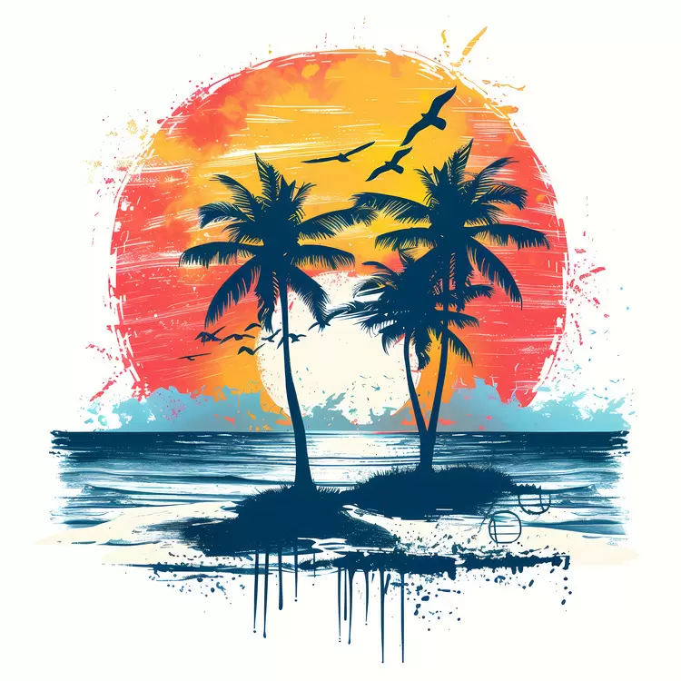 Watercolor Sunset Grungy Artistic Abstract