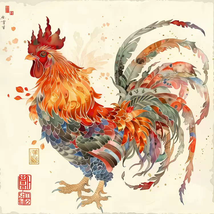 chinese new year watercolor asian orange red