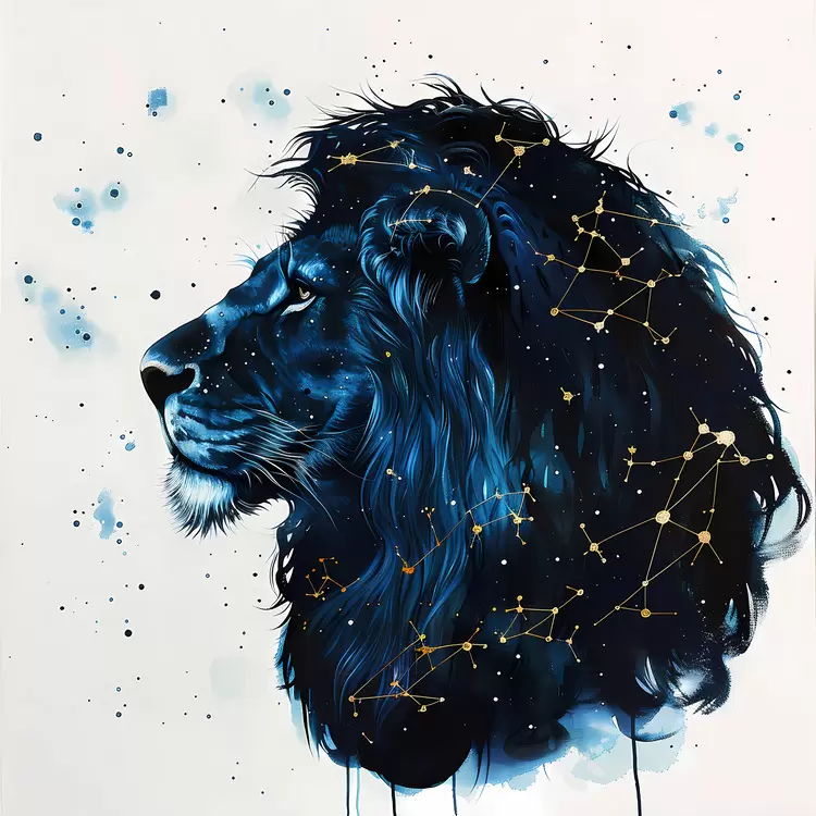majestic creature blue hues majestic lion nighttime scene