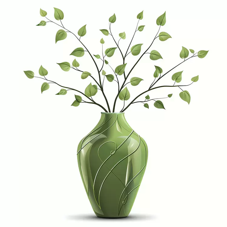 Leaves Green Vase Decorative Green Vase