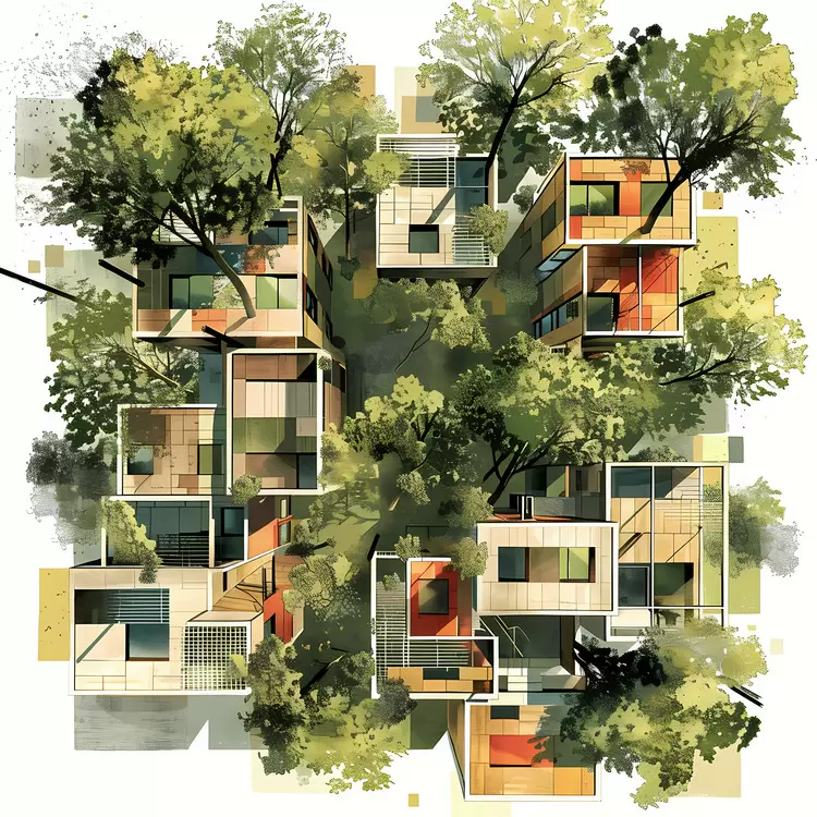 architecture tree top view Urban Skyscrapers Buildings Nature