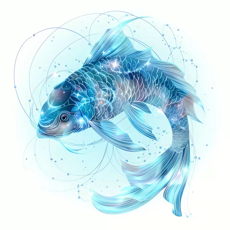 vector illustration watercolor blue dreamy Pisces