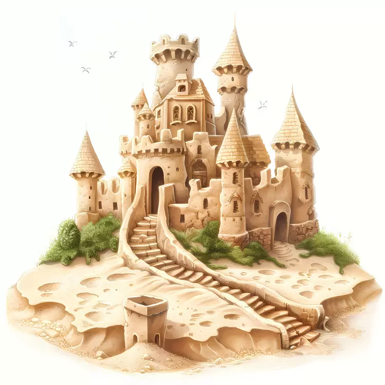 island coastline sand castle sky seaside