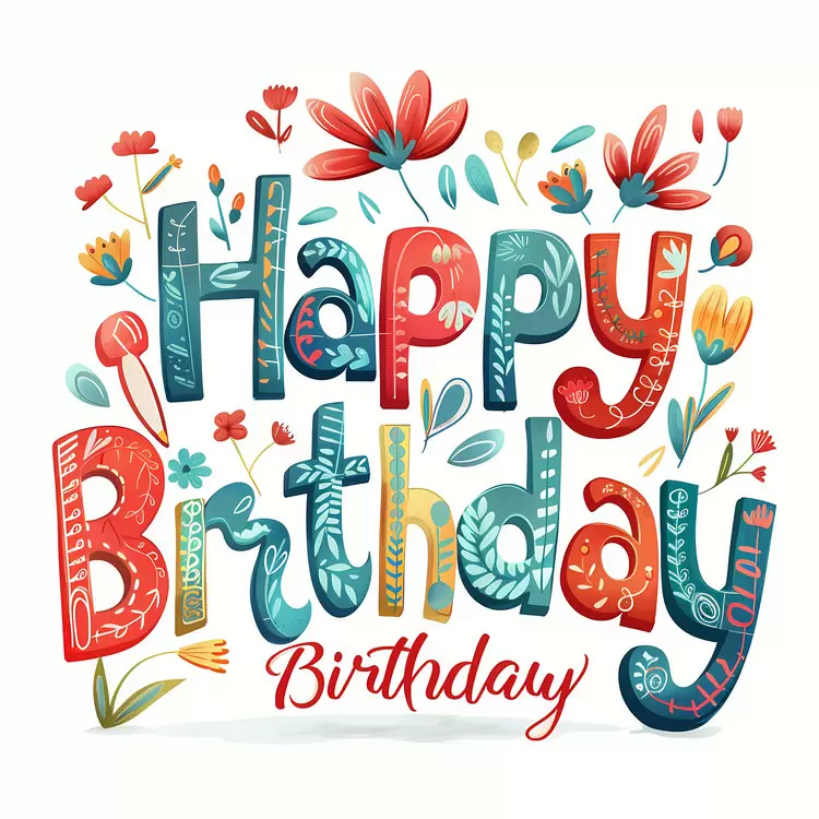 Colored letters Colorful design Text and Watercolor art Happy Birthday