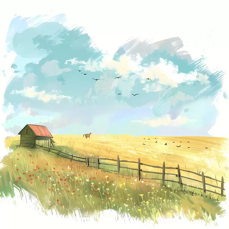 farm field sheep landscape horses