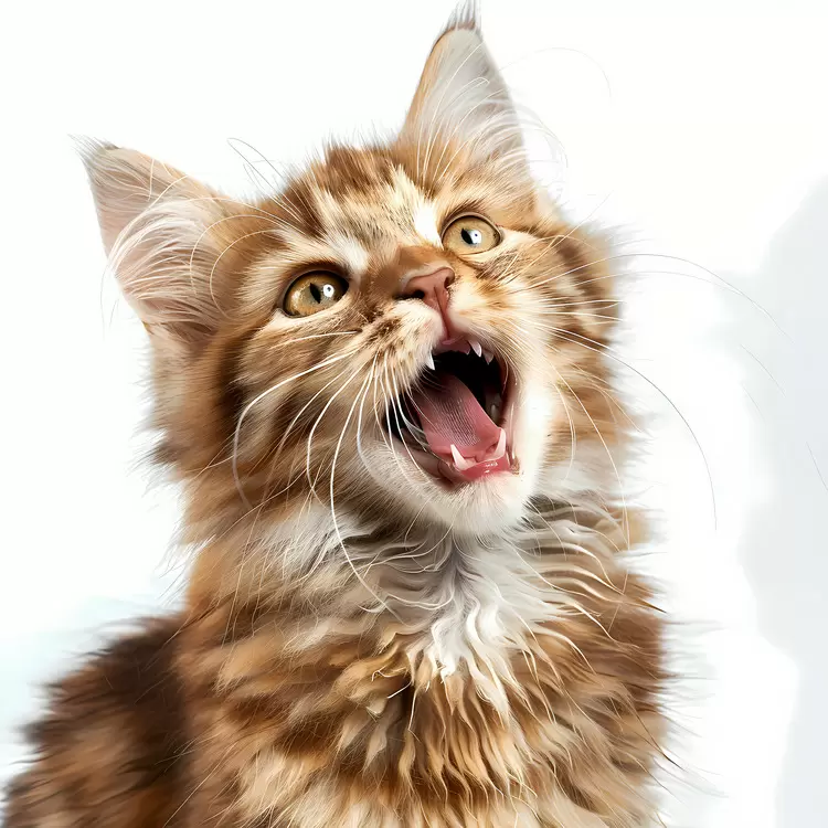 Cat emoji Yawn White background Happy