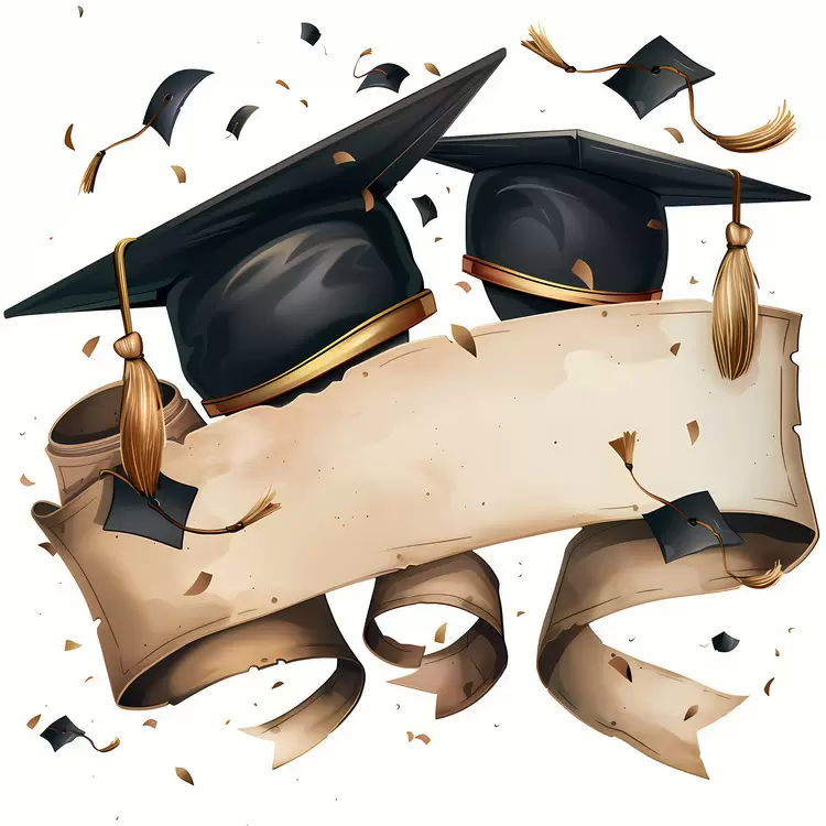 scroll mortarboard Graduation tassels