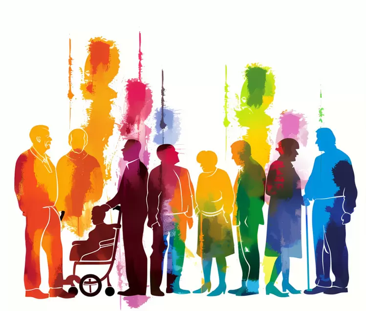 People Painted Artistic Colorful Rainbow