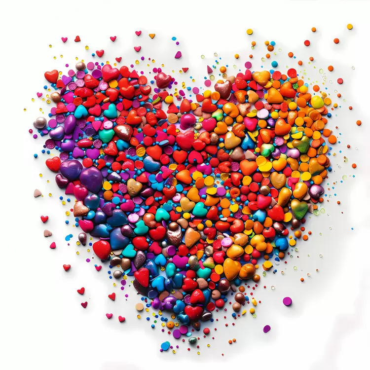 Colorful heart made of small hearts