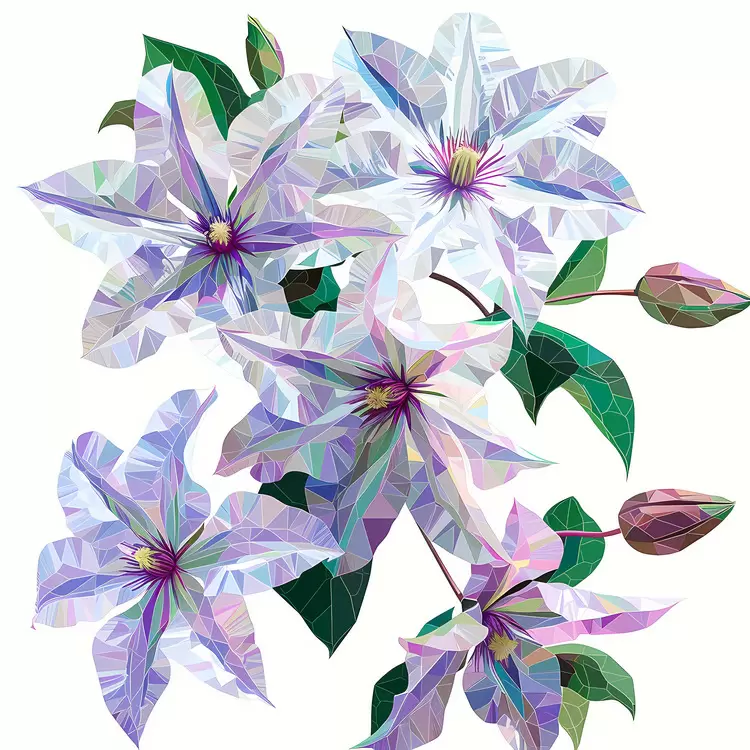 purple flowers blooming plants abstract art foliage white background