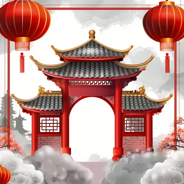 Oriental design Archway Red gate Asian style