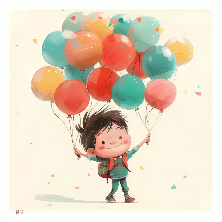 happy colorful playful kid children's illustration