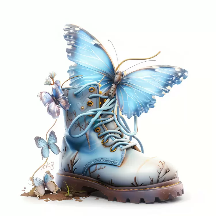 leather blue shoes white background butterfly fashion accessory