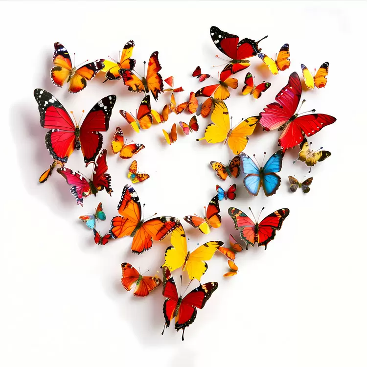 Heart shape Butterflies Colorful Nature Fluttering