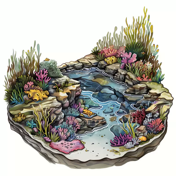 Water plants Fish swimming around the reef Seaweed Aquatic ecosystem Corals