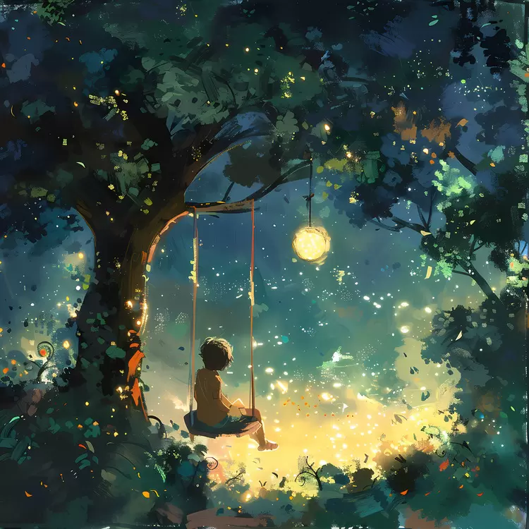 fireflies moonlit childhood summer night twilight